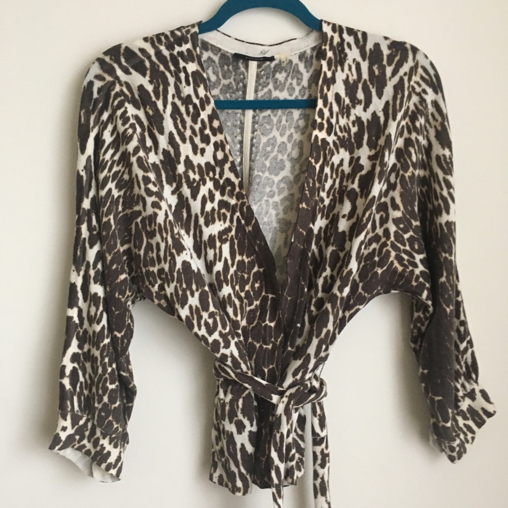 Elie Tahari silk-cashmere leopard print cardigan